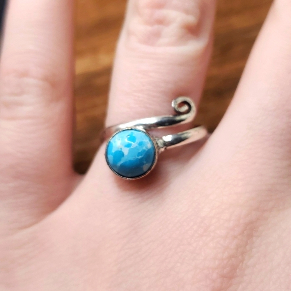 R746 turquoise‎ sky sterling silver ring 925 adjustable band